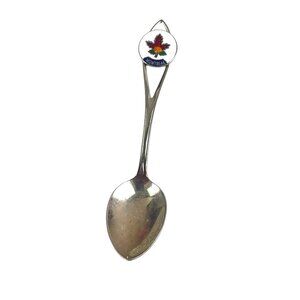 Vintage GMG Canada Montreal Souvenir Collectible Spoon With Enamel Maple Leaf De